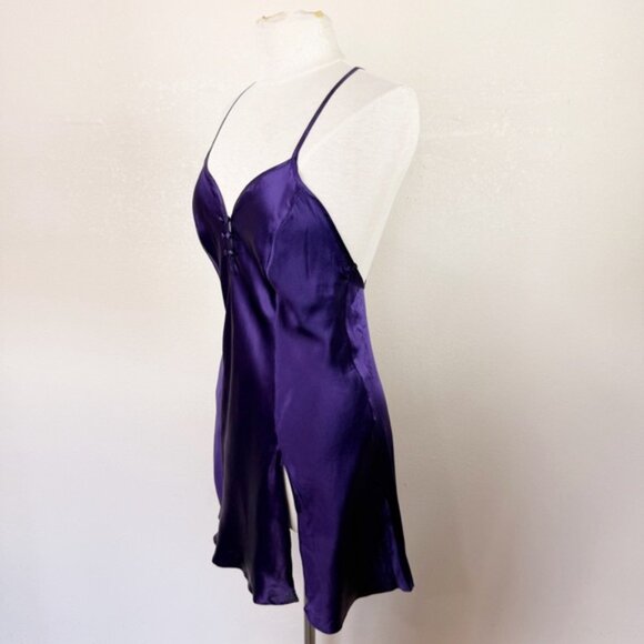 Victorias Secret 80s Purple Vintage Gold Label Silk Slip Mini Size Small - Picture 4 of 7